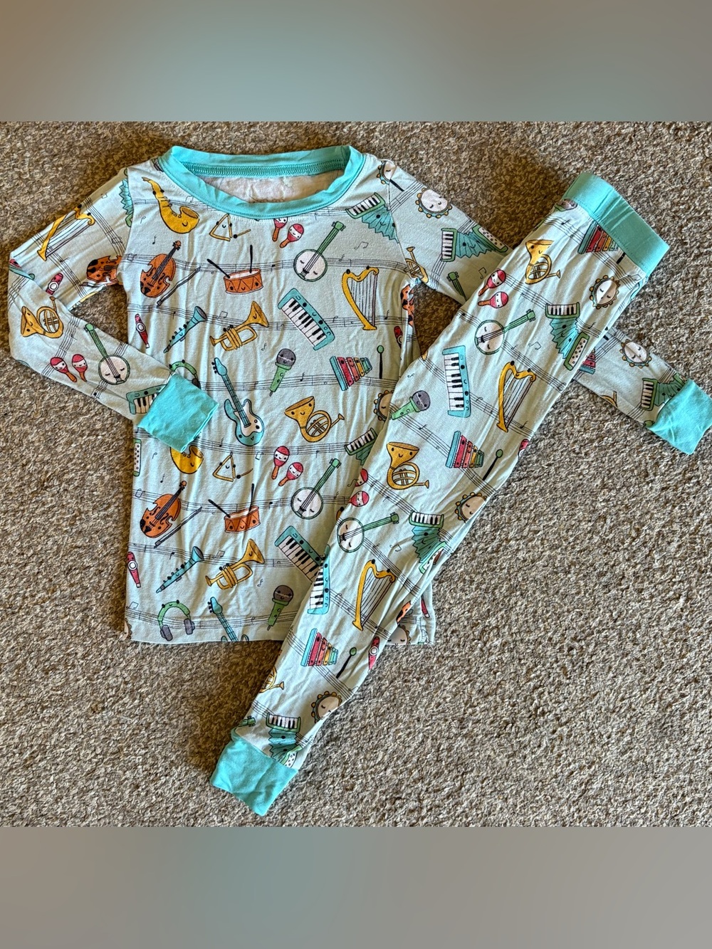 Little Sleepies Light Aqua Musical Instruments Pajama Set